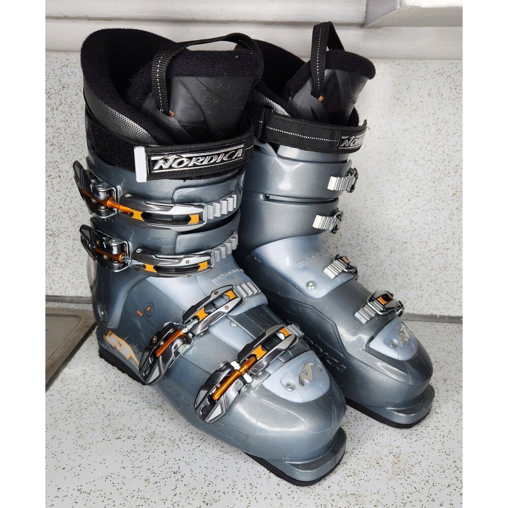 Nordica 28.5 Easy Move 10.5 US Gray Orange Downhill Ski Boots 325mm, Excellent